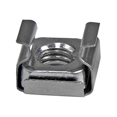 StarTech 100-Pack M6 Square Hole Cage Nuts & Tool, Nickel-Plated, TAA | Silver finish, Mounts servers, Install tool included, GSA Schedule - color: Silver, size: 100-pack, style: Cage Nut only