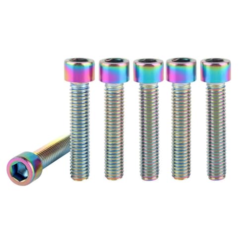 6Pcs Bike Screws M6x10 12 16 18 20 25 30 35mm Stainless Steel Socket Head Cap Allen Hex Bolt (Ranibow, M6 x30mm) - color: Ranibow, size: M6 x30mm