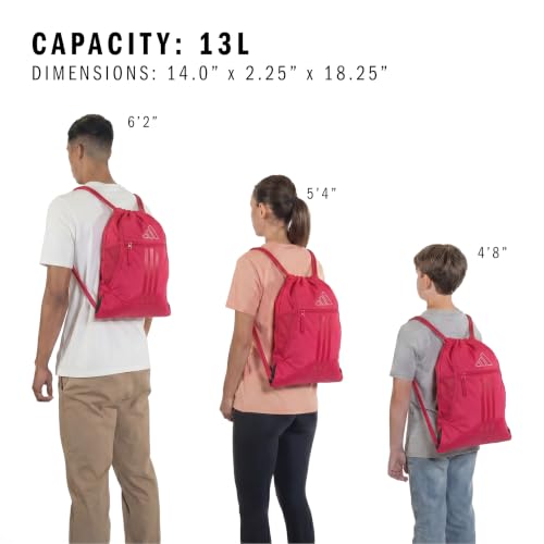 adidas Alliance Sackpack – Drawstring Backpack for Sports, Small Gym Bag - color: Power Pink/White/3