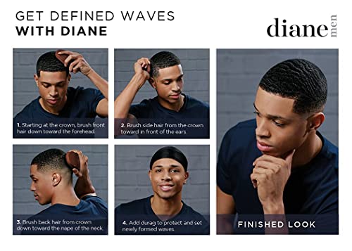 Diane Premium 100% Boar Wave Brush for Men and Barbers , Mens Hair Brush– Medium Bristles for Thick Coarse Hair – Use for Detangling, Smoothing, Wave Styles, Soft on Scalp, Restore Shine and Texture - style: Wave Brush
