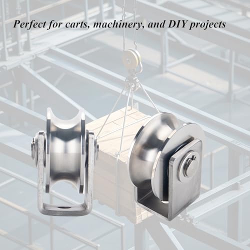 Stainless Steel U Groove Wheel Heavy Duty Pulley Smooth Rolling Door Wheels Sliding Gate Hardware High Weight Capacity Rollers Rolling Driveway Gate Bracket Rollers for Carts Furniture Machinery - size: 4pc 3inU