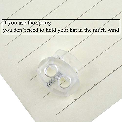 Spring Elastic Fastener Toggles Plastic Cord Lock Buttons Stopper Slider Thread Smooth Hold Tightly - color: Double Holes Clear-17*19mm 40pcs