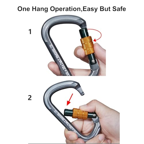 Auto Locking Rock Climbing Carabiner Clips, Heavy Duty Asymmetrical Carabiner Connector Used for Rappelling Rescue Outdoor Climbing, Mountaineer, Hammock, Camping - color: 28KN(4pack)