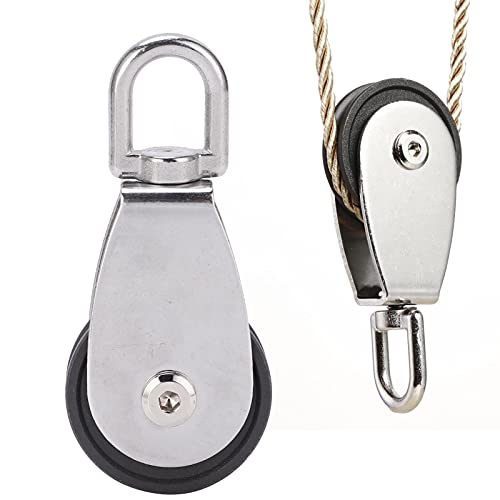 KANASI Fitness Bearing Pulley, Stainless Steel Dual Bearings Nylon Wheel Mute Pulley Block for Gym Equipment and Outdoor Rope Tools