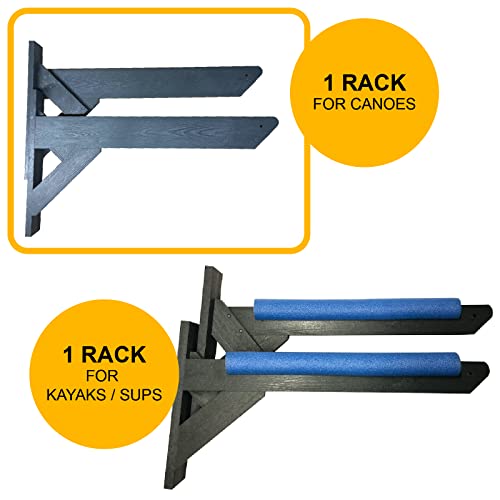ReRackiT - Outdoor or Indoor Wall Mounted Kayak Rack, SUP Rack, Canoe Rack - Stackable - size: 3 Rack - (For Kayaks/SUPs)