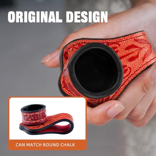 KONLLEN Magnetic Chalk Holder, Pool Cue Accessory | Round or square holder keeps chalk secure and easy to reach for pool cue and billiard players - color: round-Red