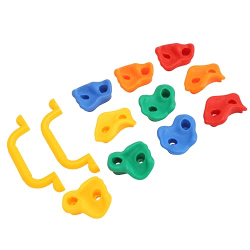 Rock Climbing Holds, Rock Wall Holds Climbing Grips Kit for Kids Indoor Outdoor, layground Play Set, Includes 2 Handles and Mounting Hardware