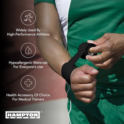 Hampton Adams | As Seen on Shark Tank | Original Sports Medical Athletic Tape (8-Pack) | 45ft Rolls | No Sticky Residue Easy Tear | for Athletes Trainers First Aid Injury Wrap | Ankles Wrist - color: black