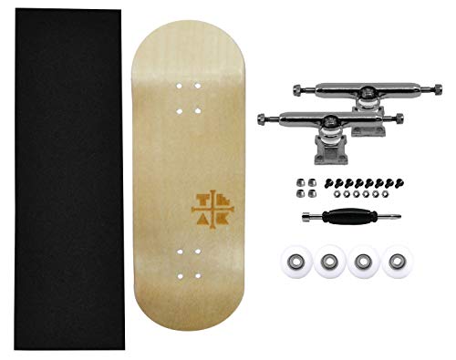Teak Tuning 34mm Pro Fingerboard Complete - Fully Assembled with Pro Level Components - Pro Shaped Wooden Deck (34x97mm), UltraSpin Bearing Wheels, Prodigy Gen2 Trucks - Silver Heels - style: Silver Heels Edition