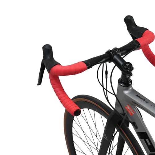 BD13 Bike Handlebar Tape, EVA Road Bike Bar Tape with Shock Absorbing Cushioning, Anti-Slip Bicycle Handlebar Wrap, Heavy-Duty Acrylic Double Sided Tape (red) - color: red