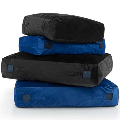 GYMAX Crash Pad for Kids Sensory, 4.75FTx4.75FT/4 FTx3 FT Sensory Crash Mat w/Washable Cover & Foam Blocks for Jump, Climb, Gymnastics, Sensory Therapy, Kids, Adults