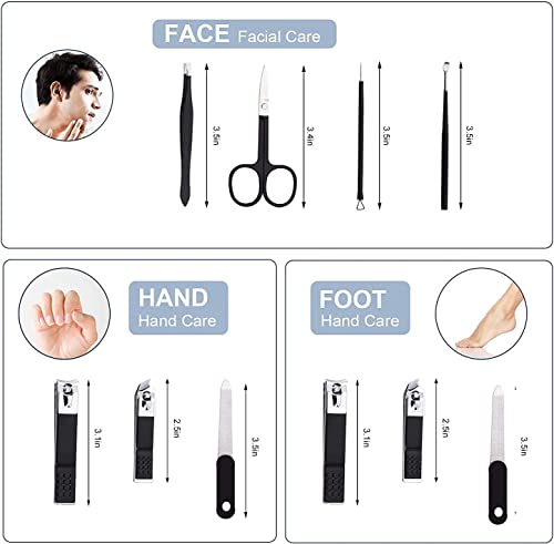 Aceoce Nail Clippers Set Professional Manicure Set Grooming Kits Nail Kit | Stainless Steel Finger and Toe Nail Clippers Travel Manicure Pedicure Kit Nail Care Kit Personal Care Tools Gifts for Men - color: Black and White