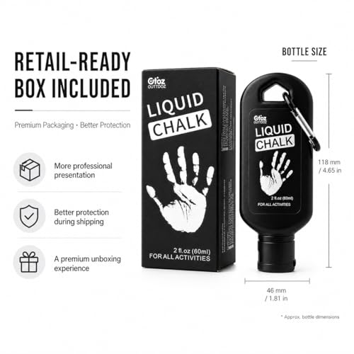Pro Grade Liquid Chalk 2 oz or 12 oz Mess-Free Gym Chalk for Weightlifting, Gymnastics, Rock Climbing, Dancing, Dries in Seconds - style: 2 oz - 1 Pack