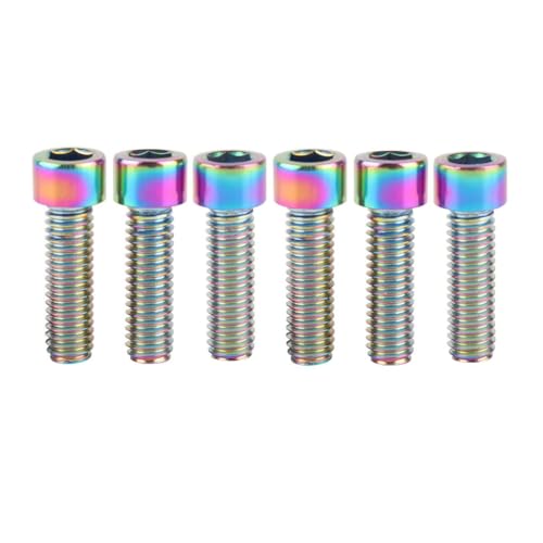 6Pcs Bike Screws M6x10 12 16 18 20 25 30 35mm Stainless Steel Socket Head Cap Allen Hex Bolt (Ranibow, M6 x25mm) - color: Ranibow, size: M6 x25mm