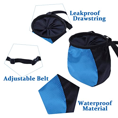 Chalk Bag, Rock Climbing Gear, Bouldering Chalk Bag with Adjustable Waist Belt and Drawstring Closure, Chalk Bag for Weight Lifting, Gym, Climbing, Billiards, Crossfit, Athletics(Blue)