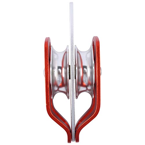 Double Sheave Pulley 32 kN CE Certified Rescue Climbing Gear with Swing Plate for Progress Capture System Rigging Hauling Arborist Tree Climbing - color: Double Pulley - Orange