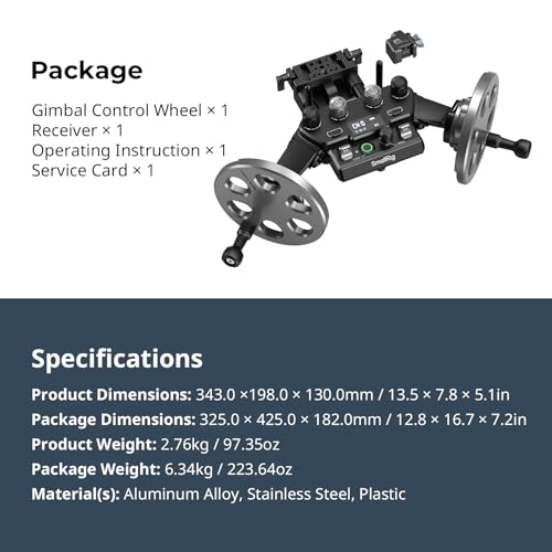SmallRig Gimbal Control Wheels for DJI RS2 / RS 3 Pro/RS 4 / RS 4 Pro/RS 5 | Intuitive Control | Adjustable Damping | Dual Power Supply, for Heavy Duty Tripod - 4525 - style: Gimbal Wheel