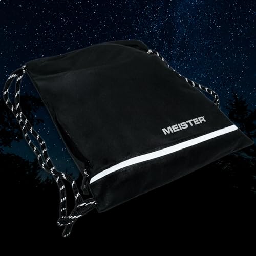 Meister XL Drawstring Backpack - Waterproof Gym Sackpack - Black/Reflective | Overbuilt and oversized string bag for athletes, reflective for night visibility, features external & internal stash pockets
