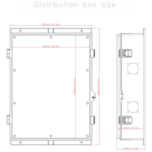 Electrical Junction Box, Outdoor Water Resistant Nema Enclosure, Ventilated ABS Plastic WiFi Project Box with Internal Mounting Panel & Hinged Cover 18.1" Lx 12.6" Wx 4.3" H - size: 18.1"Lx 12.6"W x 4.3"H