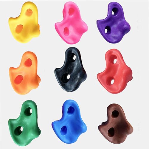 6pcs Rock Climbing Holds, Thickened PE Climbing Grips, Easy Installation for Kids Rock Wall, Pink, Green, Brown, Purple, Yellow, with Hardware