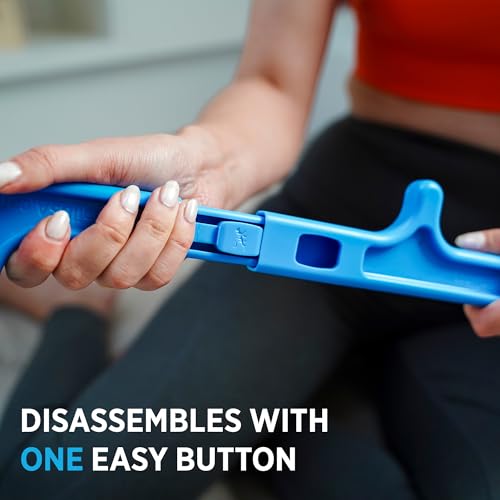 Tiger Tail Tiger Cane Back & Neck Massager – Trigger Point Deep Tissue Acupressure Therapy Cane Massage Hook with 7 Gription Knobs, 2-Piece Massage Tool for Muscle Knot & Shoulder Pain Relief, Blue - color: Blue