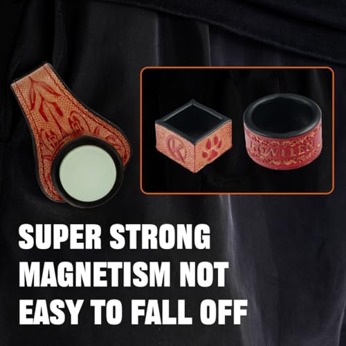 KONLLEN Magnetic Chalk Holder, Pool Cue Accessory | Round or square holder keeps chalk secure and easy to reach for pool cue and billiard players - color: 2-in-1-brown