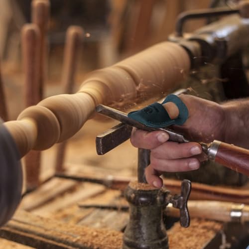 Thumb Guard Wood Carving Tools, Leather Finger Protector, Handmade Carpenter Working Carving Kit Accessories, Blue - color: Blue