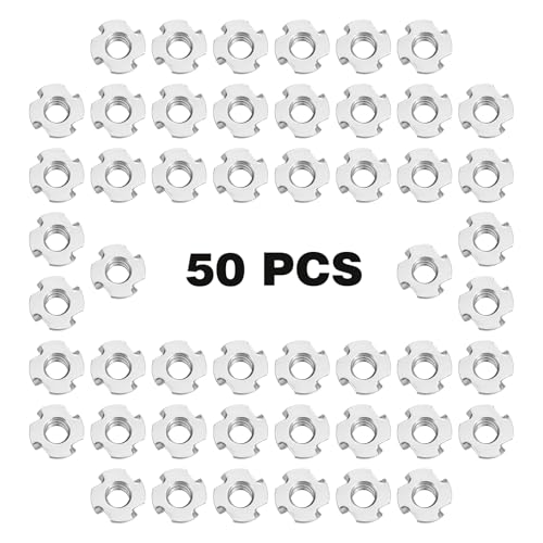 1/4"-20 T-Nuts 304 Stainless Steel, 4-Pronged Tee Nut 3/8" Barrel Length, T-Nut Wood Insert for Wood, Rock Climbing Holds, Furniture, Cabinetry, 50 PCS - color: SUS304 Stainless Steel