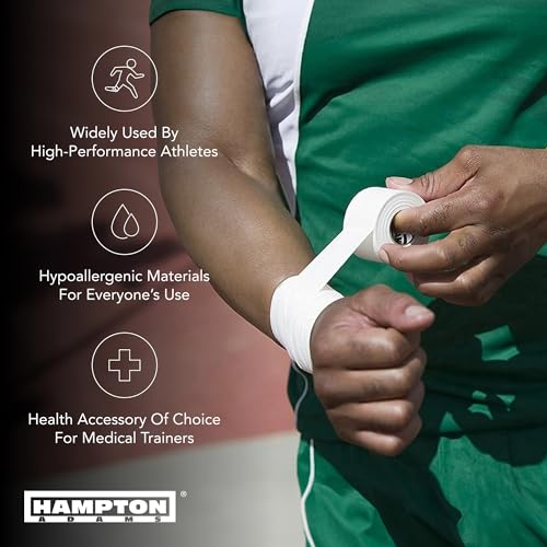 Hampton Adams | As Seen on Shark Tank | Original Sports Medical Athletic Tape (8-Pack) | 45ft Rolls | No Sticky Residue Easy Tear | for Athletes Trainers First Aid Injury Wrap | Ankles Wrist - color: White