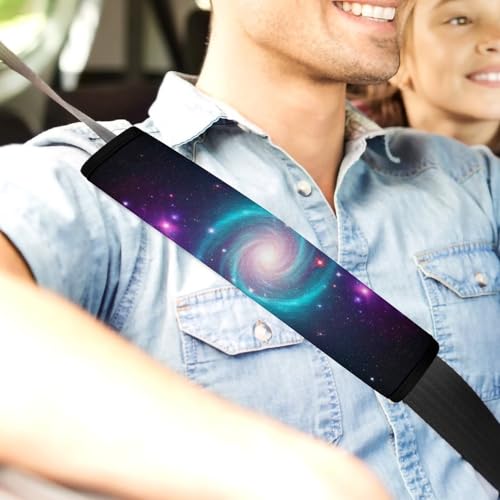 2 Pack Universe Outer Space Blue Purple Starry Sky Night Pattern Car Seat Straps Shoulder Pads Soft Padded Seat Belt Cushion for Kids, All Vehicles, Pressure Relief - color: Pattern 917