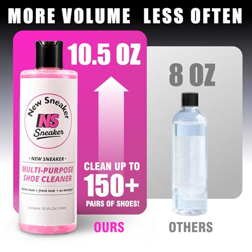 Shoe Cleaning Kit - 10.5 Oz Large Capacity White Shoe Cleaner with 3 Brushes & a Towel, Safe for Sneakers, Suede, Leather, Tennis Shoes & Mesh