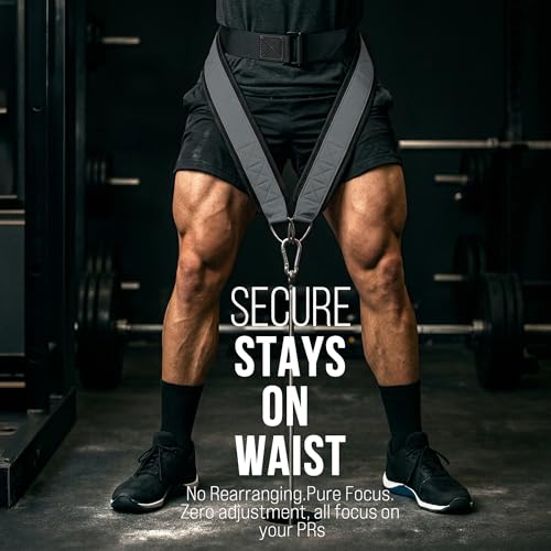Heavy-Duty Belt for Belt Squats, Weight Training Rack Attachment, Squat Machine Accessory, Strength Training Equipment - color: Gray