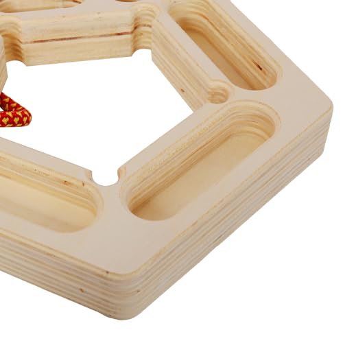 Portable Wooden Hangboard with Rope, Compact Fingerboard for Climbing Training, Multiple Grip Options, No-Drill Installation - size: 5.3 Inch-2PCS