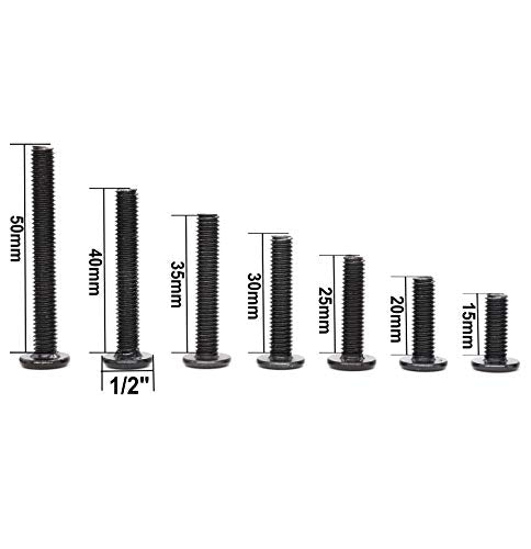 10-Pack Hex Socket Cap M6x15mm Black Bolts Connecting Cap Nuts Set for Furniture Beds Cupboard - size: M6 x 15mm (10 pcs)
