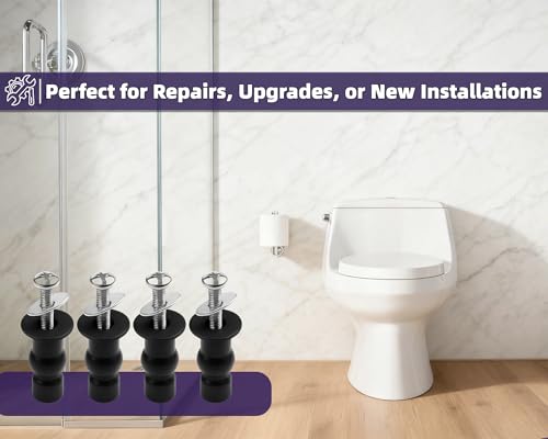 3/8" Dia Toilet Seat Screws Replacement Kit for Select Kohler One-Piece Toilet - Top Mount Hinges Toilet Bolts with Rubber Anchor Nuts, Compatible with Kohler Toilet Seat Parts K-84999 & K-85040-4PC - style: Special styles fit 10-12mm holes