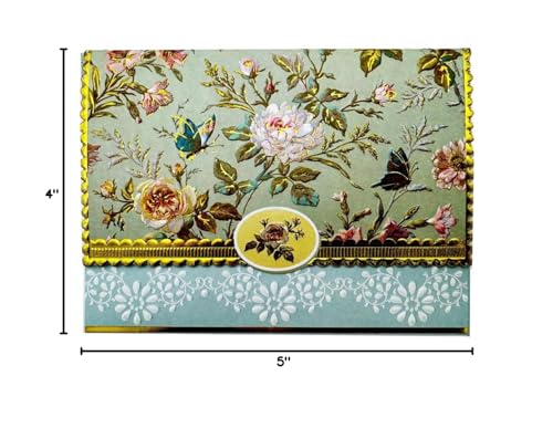 Poster Foundry Garden Butterfly Boxed Note Cards by Carol Wilson. 10 embossed 4x5 Die-Cut Notecards and Matching Envelopes in Decorative Gift Box with Magnetic Flap. NCP2363 - color: Nature - Butterflies in Garden, style: 1 Gift Box Set / 10 Cards Total