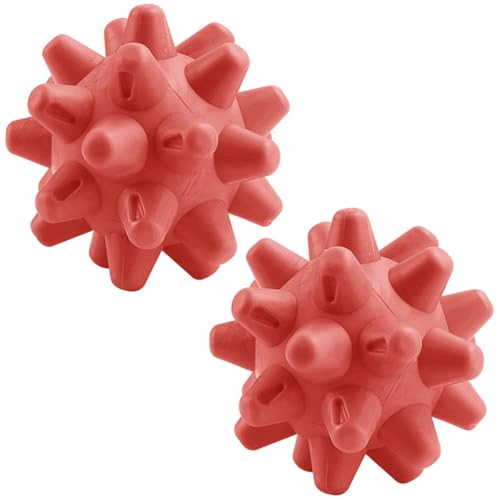 Massage Roll Balls, 2 Pack Spiky Massage Balls Deep Tissue Trigger Point and Myofascial Release for Plantar Fasciitis Relief, Muscle Recovery, 2.8 Inch Diameter (Red) - color: Red