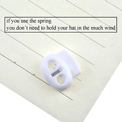 Spring Elastic Fastener Toggles Plastic Cord Lock Buttons Stopper Slider Thread Smooth Hold Tightly - color: Double Holes White-17*16mm 40pcs