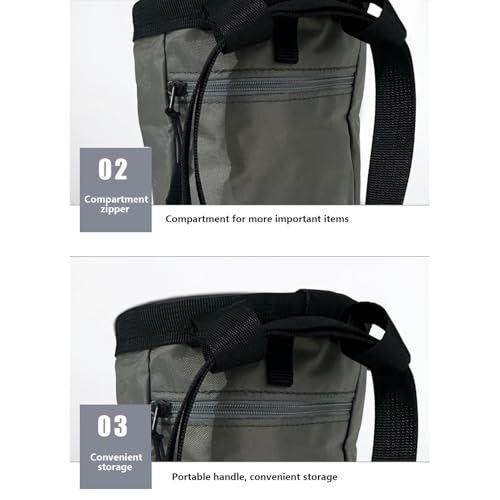 Rock Climbing Bag Anti-Slip Multifunctional Flexible | Waterproof for Climbing Bouldering Gymnastics Fitness Weight-Lifting Strongman Gym Workout Bouldering Chalk Pouch Climbing - color: grey