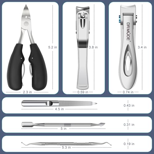 Toenail Clippers for Seniors Thick Toenails - Wide Jaw Opening Large Toe Nail Clippers for Thick Ingrown Nails, Professional Sharp Heavy Duty Nail Clipper Cutter for Mens Seniors with Leather Case - style: 6PCS Toenail Clippers