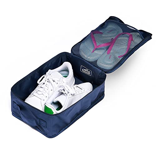 Travel Shoe Bags, Foldable Waterproof Shoe Pouches Organizer-Double Layer (8 Navy Shoe Bags) - color: Navy, size: 8 Packs