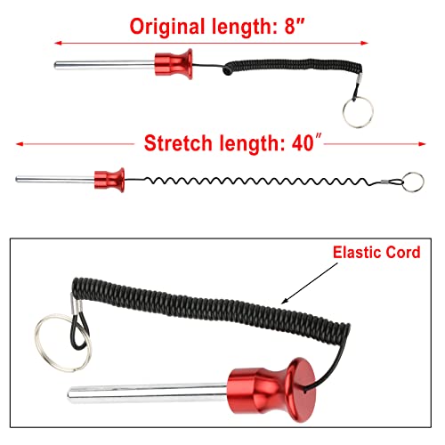 Cosmos Gym Weight Stack Pin Universal Replacement Selector Lock Pin Detent Hitch Pin, Tensile 3/8" Dia. & 4" Locking Space with Lanyard, for Gym Equipment Machine Weight Plate - color: Red Knob