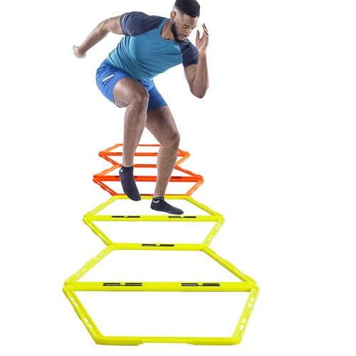 Trapezoid Agility Rings for Speed Training & Agility Footwork Training Speed Hurdles Ladder with Carrying Bag - size: 6 Rings