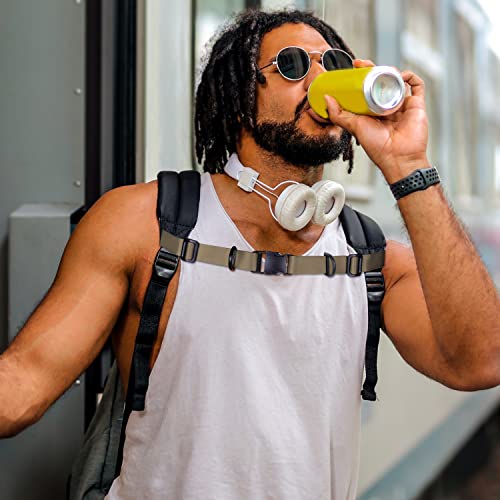 Wisdompro Backpack Chest Strap, Heavy Duty Backpack Sternum Strap Add on | Adjustable Nylon Chest Belt Replacement with Quick Release Buckle, for Travel, Hiking, Camping and Jogging - with Slide Locks - color: Khaki