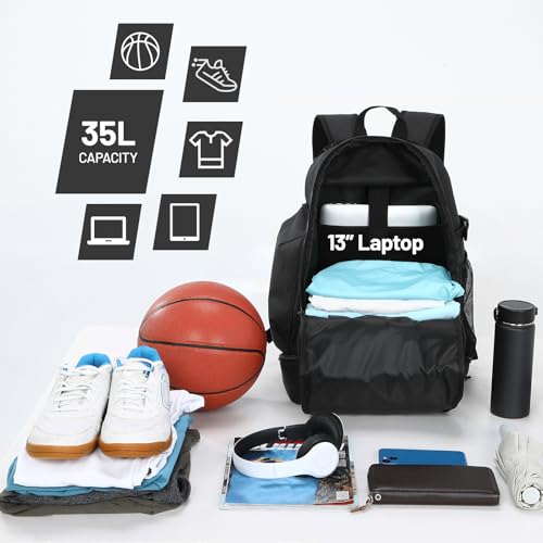 MIER Basketball Backpack Bags Sports Gym Backpacks with Shoe Compartment and Ball Holder for Adult Men Large Soccer Bag
