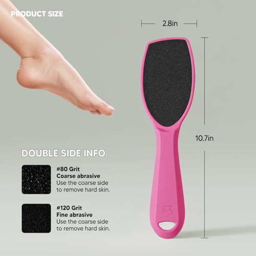 Wide Emery Foot File(Hot Pink), Double-Sided Pedicure Tool, Colossal Professional Foot File for Men & Women, Effective for Cracked Heel, Callus Remover, Foot Scrubber - color: Hot Pink