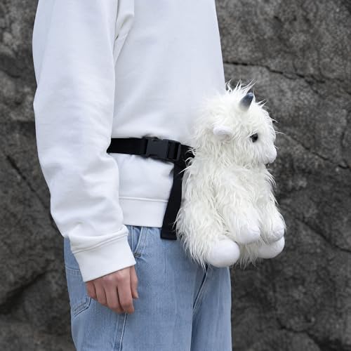 Funny Highland Cow Rock Climbing Chalk Bag, Soft Fluffy Cow Climbing Chalk Pouch with Drawstring Adjustable Belt, Fit Bouldering, Gymnastics Outdoor Activities for Climbers - color: white