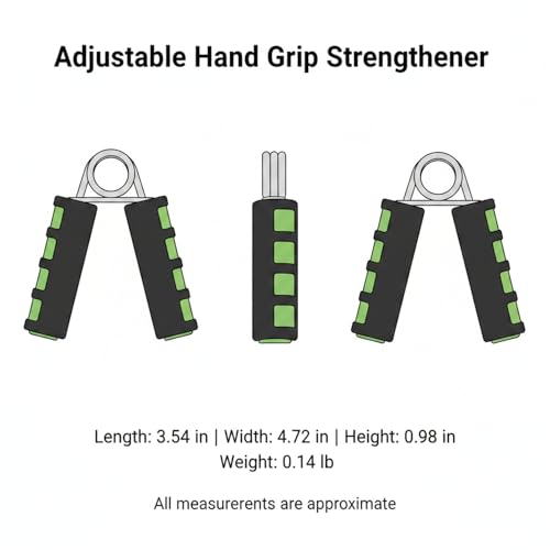 Adjustable Hand Grip Strengthener with Ergonomic TPE Foam Handles for Forearm & Finger Exercise - color: Green