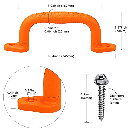 Dolibest Set of 4 Safety Playground Handles,Swing Set Kids Safety Hand Grips for Playset, Climbing Frame, Play House,Climbing Frame, Play House Handles(Red) - color: Orange-4pcs