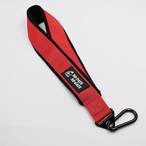 Arm Wrestling Training Strap Belt Hand Grip Arm Finger Forearm Exerciser Strengthener for Cable Machine and Free Weight - color: red with 18mm loading pin
